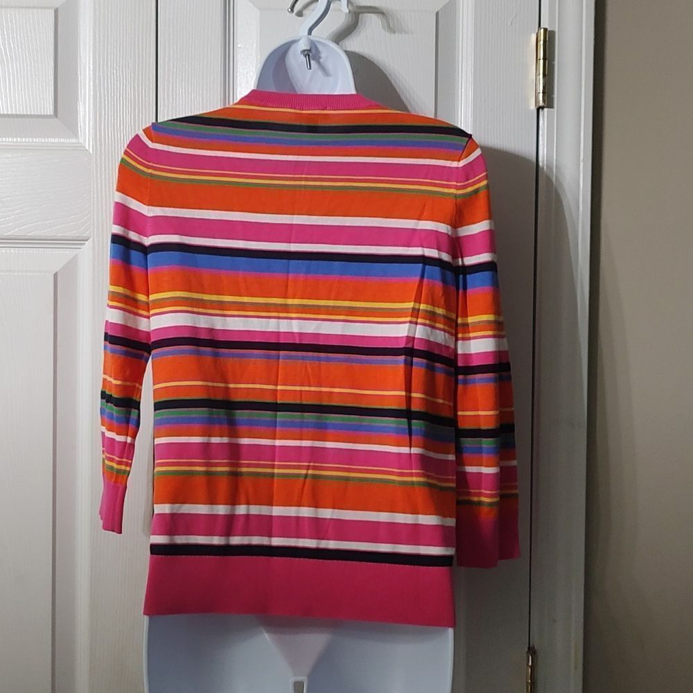 Talbots Petites striped button down cardigan fall multicolor  Sz MP  NWOT - Picture 3 of 4